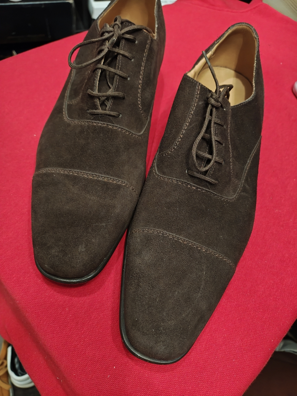 Classic Brown Suede Cap-Toe Oxford Dress Shoes